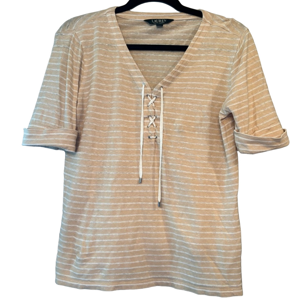 Lauren Ralph Lauren Women's Tan Striped Top
